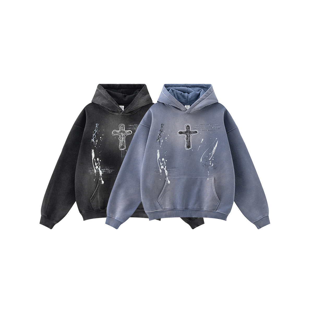 Men's Loose Street Hand-painted Couple Wear Hooded Sweater