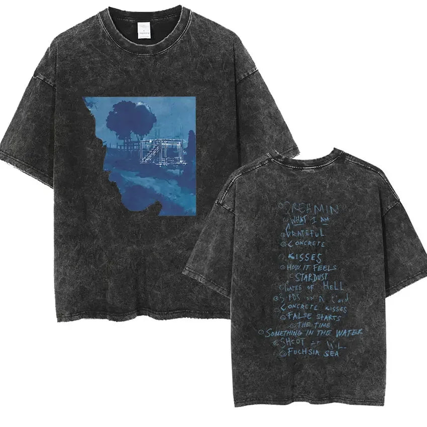 Washed Vintage Zayn Malik Startway To The Sky Tour 2025 Album T Shirts Men's Hip Hop Gothic Punk Short Sleeve T-Shirt Streetwear