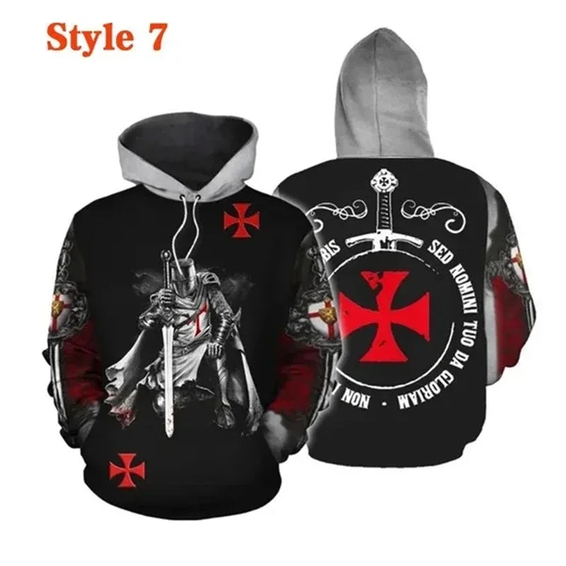 Knight Templar Mens Hoodie Sweatshirt 3d Printed Men Women Casual Hooded Sweatshirts Pullover Hip Hop Harajuku Streetwear Tops