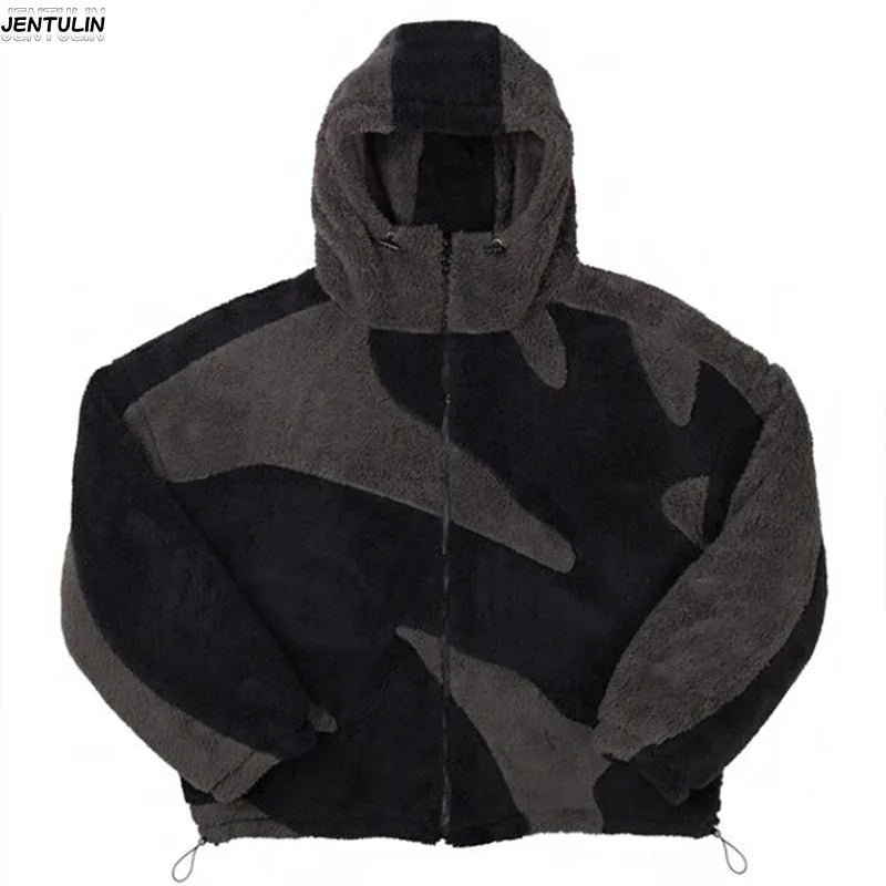 High street Y2K Fashion Men's and Women's Hip Hop Patch Retro Zipper Hoodie Spring Autumn Women's Cashmere Loose Casual Jacket