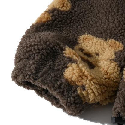 Little Bear Pattern Furry Hoodie 2021 Winter Clothes Warm Plush Sweet Pullovers Women Vintage Korean Style Loose Cute Sweatshirt