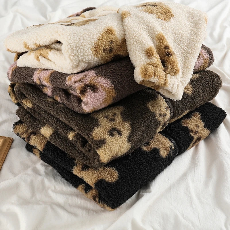 Little Bear Pattern Furry Hoodie 2021 Winter Clothes Warm Plush Sweet Pullovers Women Vintage Korean Style Loose Cute Sweatshirt