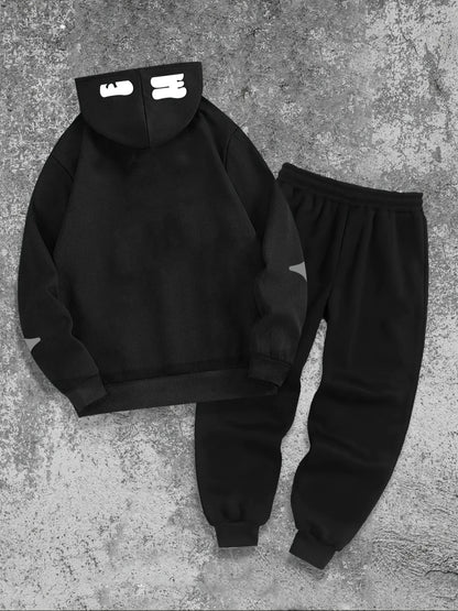 The 2025 Spring and Autumn new men's hoodie set is a casual and fashionable streetwear collection with letter prints