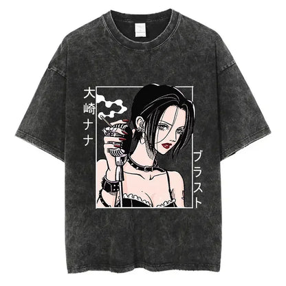 New Arrival Mens Clothe Tee Shirt Homme Graphic T-Shirts Men Tshirt for Men Japanese Anime Nana Osaki Print Vintage Washed 62918