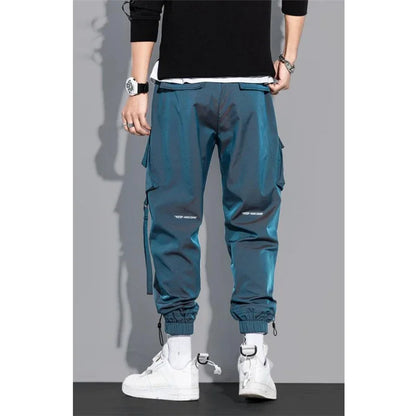 Thin Streetwear Casual Pants Men Ribbons Harem Jogging Pants Male Slim Fit Spring Cargo Pants Multi-Pockets Women Trouser K1299