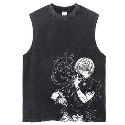 Hip Hop T-Shirt Anime Printed Streetwear Short Sleeve Vintage Japanese Graphic TShirt Men Harajuku Casual Loose Washed Tees