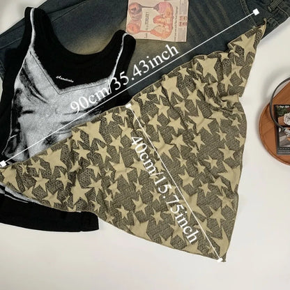 Headwear Wasteland Style Star Hair Scarf Soft Wrap Hip Hop Y2K Hip Scarf Punk Triangular Knitted Tube Top Streetwear