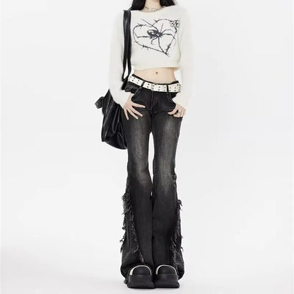 Ripped Jeans Women Pants Baggy Jeans Y2k Women's Wide Pants American Vintage Shoujo Girl Style Jean Coquette Woman Clothing Pant