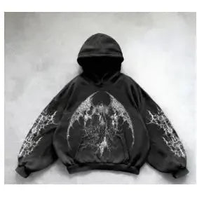 Autumn Winter Dark Streetwear Hoodie for Men Loose Fit Sports Sweatshirt with Kangaroo Pocket Men's and women's Anime Hoodie