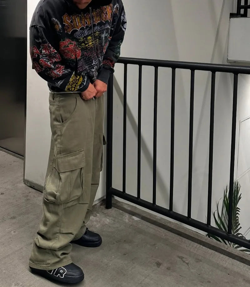 Y2k American Fashion Personality Versatile Anime Printed Zipper Hoodie Men Vintage Goth Dark Style Oversized Sweatshirt Women