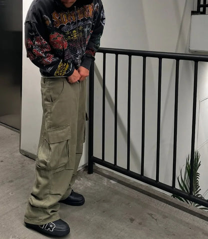 Y2k American Fashion Personality Versatile Anime Printed Zipper Hoodie Men Vintage Goth Dark Style Oversized Sweatshirt Women