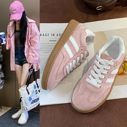 2025 Autumn New  Fashionable Comfortable Casual Sneakers Retro Thick-soled Sneakers Women's College Style Board Shoes Big Size