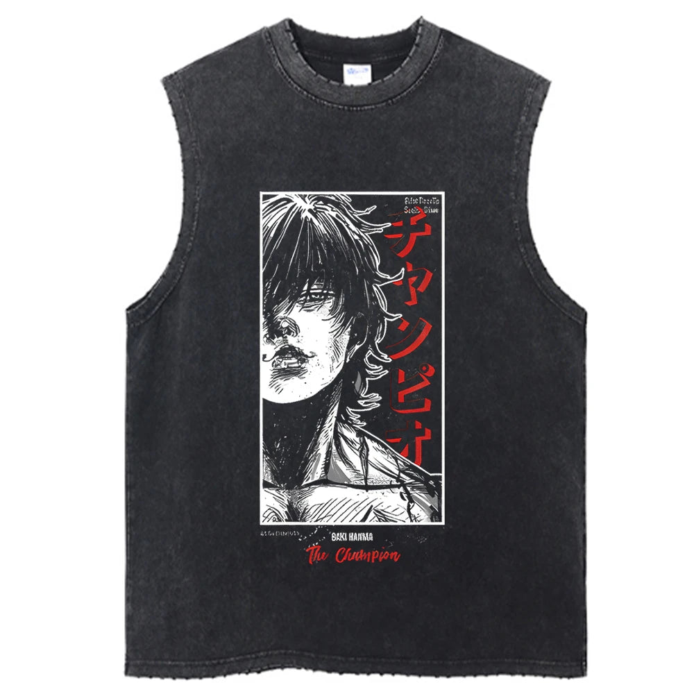 Hip Hop T-Shirt Anime Printed Streetwear Short Sleeve Vintage Japanese Graphic TShirt Men Harajuku Casual Loose Washed Tees