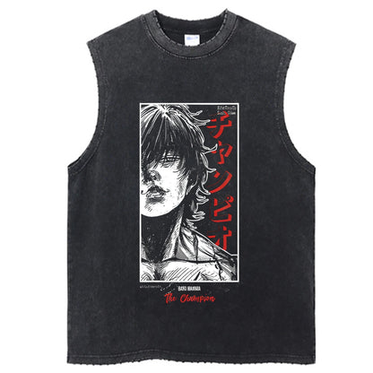 Hip Hop T-Shirt Anime Printed Streetwear Short Sleeve Vintage Japanese Graphic TShirt Men Harajuku Casual Loose Washed Tees