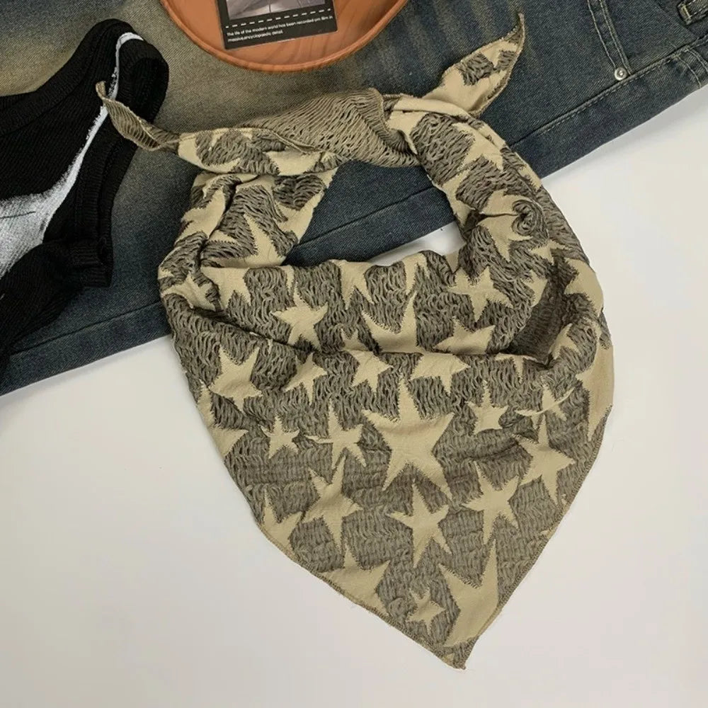 Headwear Wasteland Style Star Hair Scarf Soft Wrap Hip Hop Y2K Hip Scarf Punk Triangular Knitted Tube Top Streetwear