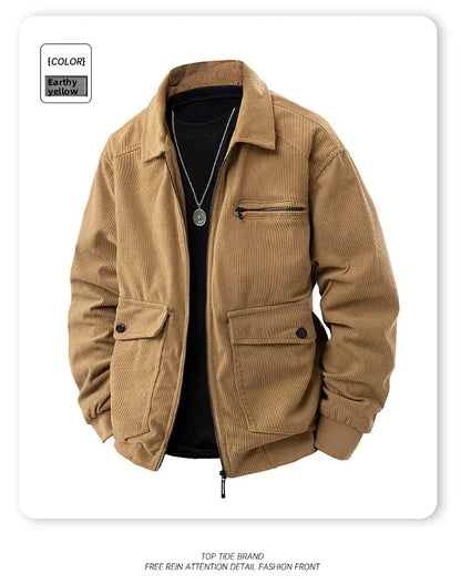 2025 new men's corduroy jacket spring and autumn fashion casual comfortable coat skin-friendly soft and warm jacket
