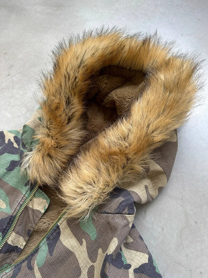 Men s Winter Coat Warm Double Sided Camouflage Jacket Thick Cotton Parka with Fur Collar Outdoor Military Style Trench Coat