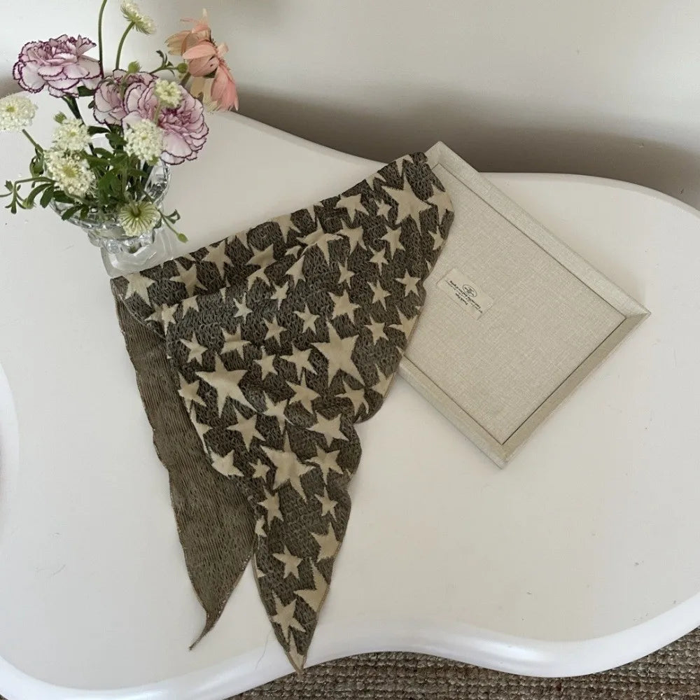 Headwear Wasteland Style Star Hair Scarf Soft Wrap Hip Hop Y2K Hip Scarf Punk Triangular Knitted Tube Top Streetwear