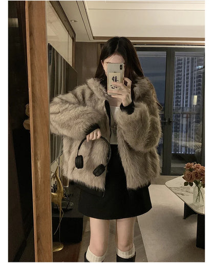 Double Sided Winter Coat Women Clothing Imitation Mink Fur Fur Hooded Cotton Jacket Female Warm Cotton-padded Clothes Outerwea