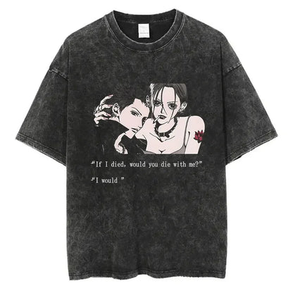 New Arrival Mens Clothe Tee Shirt Homme Graphic T-Shirts Men Tshirt for Men Japanese Anime Nana Osaki Print Vintage Washed 62918