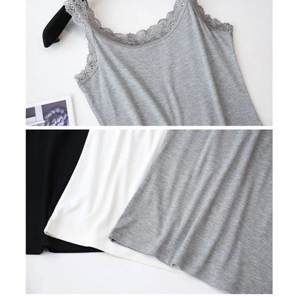 Casual U Neck Summer Tank Tops Sleeveless Slim Fitted Tops Underwear With Lace Vest Corset for Women