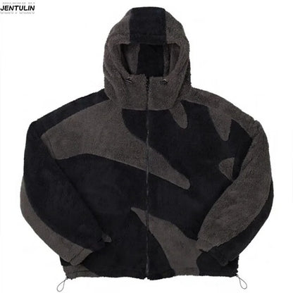 High street Y2K Fashion Men's and Women's Hip Hop Patch Retro Zipper Hoodie Spring Autumn Women's Cashmere Loose Casual Jacket