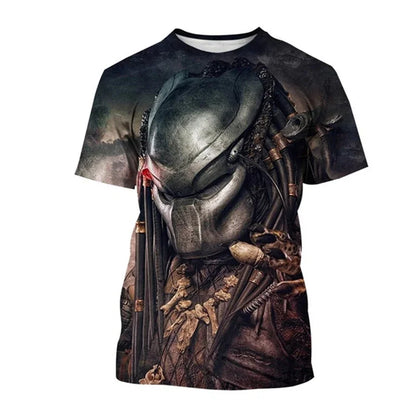 Summer Hip-hop Street Clothing Outdoor Breathable 3D Printed Predator Graphic Men's T-shirt Fashionable O-neck Short Sleeve Tops