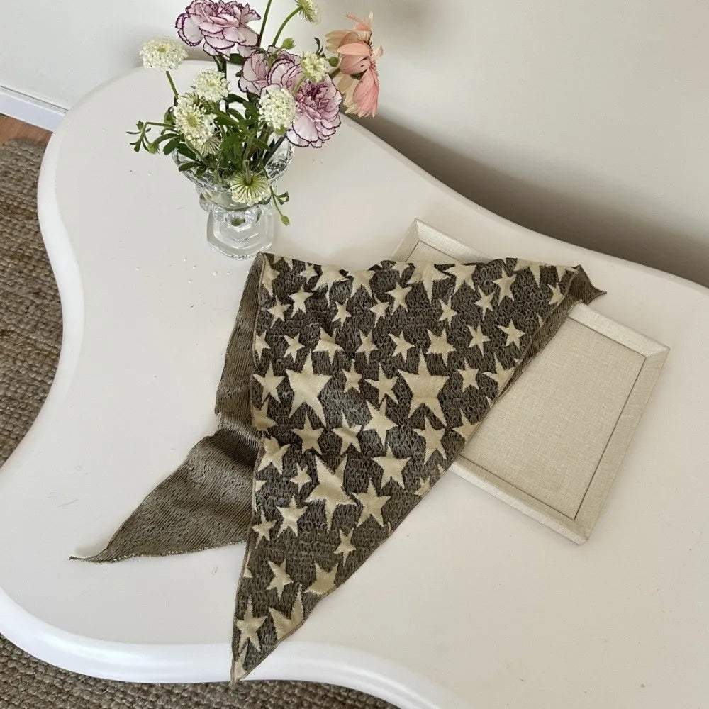 Headwear Wasteland Style Star Hair Scarf Soft Wrap Hip Hop Y2K Hip Scarf Punk Triangular Knitted Tube Top Streetwear