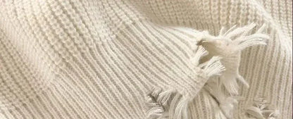 Men's Clothing Pullovers Beige Knit Sweater Male Torn with Holes Solid Color Patchwork Plain Loose Fit Korean Autumn Clothes X A