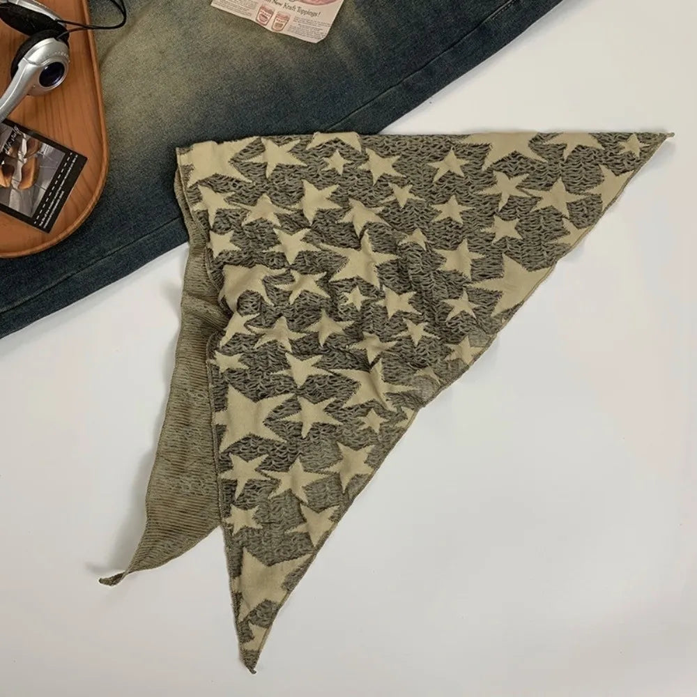 Headwear Wasteland Style Star Hair Scarf Soft Wrap Hip Hop Y2K Hip Scarf Punk Triangular Knitted Tube Top Streetwear