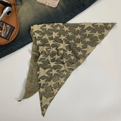 Headwear Wasteland Style Star Hair Scarf Soft Wrap Hip Hop Y2K Hip Scarf Punk Triangular Knitted Tube Top Streetwear
