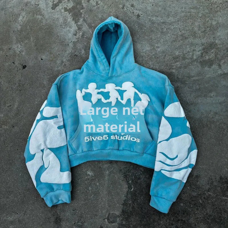 Y2khooded Sweatshirt Harajuku Style Hooded Shirt Hip Hop Vintage Loose Fit Polo Shirt Oversized Hooded