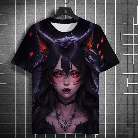 Fashion Summer Anime Girl 3d Print T Shirt for Men Outdoor Hip Hop Harajuku Vintage Casual O-neck Loose Short Sleeve Tee
