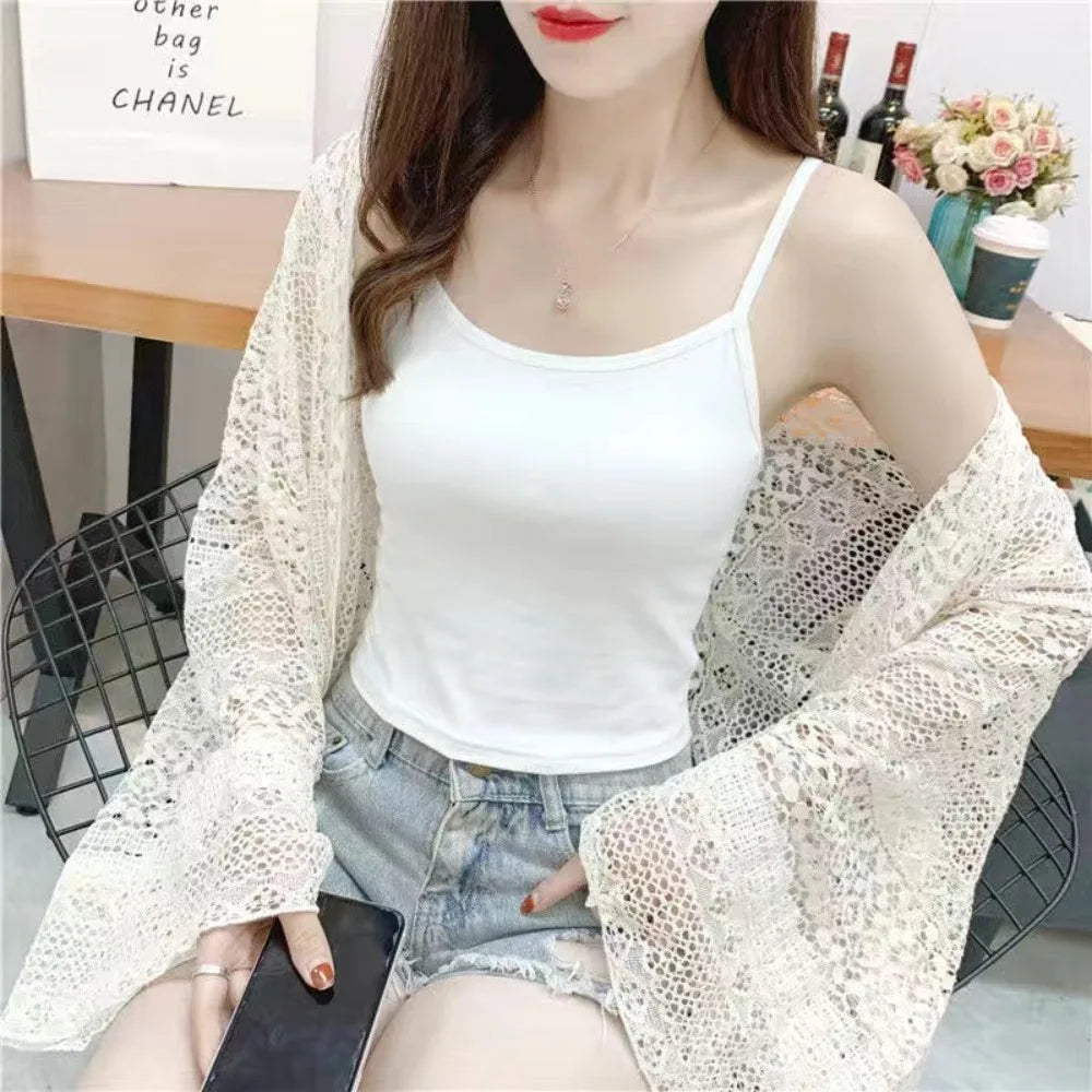 Casual U Neck Summer Tank Tops Sleeveless Slim Fitted Tops Underwear With Lace Vest Corset for Women