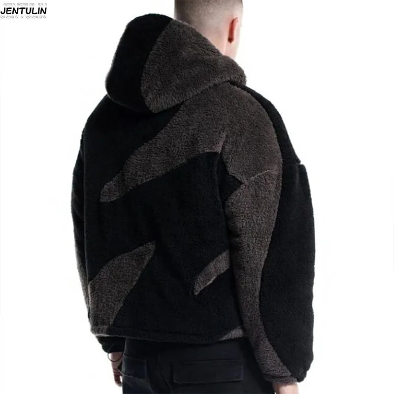 High street Y2K Fashion Men's and Women's Hip Hop Patch Retro Zipper Hoodie Spring Autumn Women's Cashmere Loose Casual Jacket