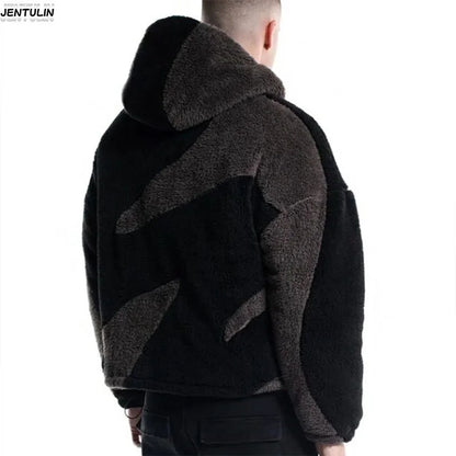 High street Y2K Fashion Men's and Women's Hip Hop Patch Retro Zipper Hoodie Spring Autumn Women's Cashmere Loose Casual Jacket