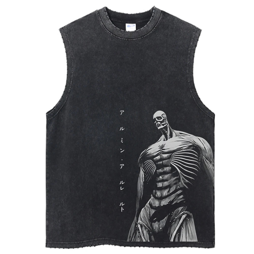 Hip Hop T-Shirt Anime Printed Streetwear Short Sleeve Vintage Japanese Graphic TShirt Men Harajuku Casual Loose Washed Tees