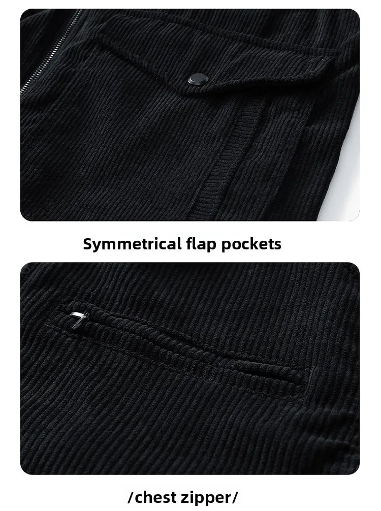 2025 new men's corduroy jacket spring and autumn fashion casual comfortable coat skin-friendly soft and warm jacket