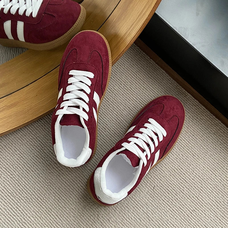 2025 Autumn New  Fashionable Comfortable Casual Sneakers Retro Thick-soled Sneakers Women's College Style Board Shoes Big Size