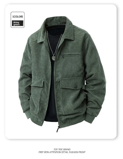 2025 new men's corduroy jacket spring and autumn fashion casual comfortable coat skin-friendly soft and warm jacket