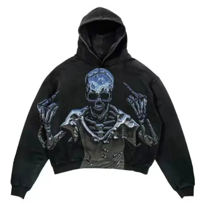 Y2khooded Sweatshirt Harajuku Style Hooded Shirt Hip Hop Vintage Loose Fit Polo Shirt Oversized Hooded