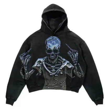 Y2khooded Sweatshirt Harajuku Style Hooded Shirt Hip Hop Vintage Loose Fit Polo Shirt Oversized Hooded