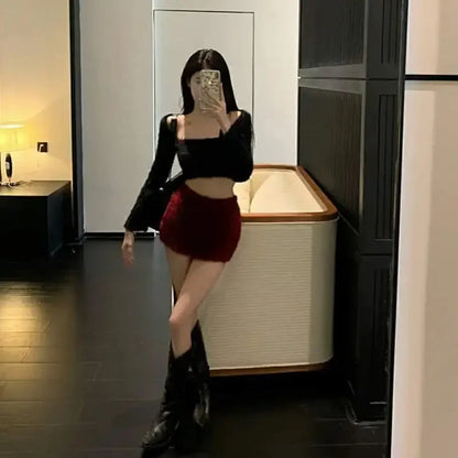 Womens Plush Shorts Slim High Waist Winter Autumn Thick Velvet Pants Aesthetic Elegant Cute Y2k Korean Shorts for Female New