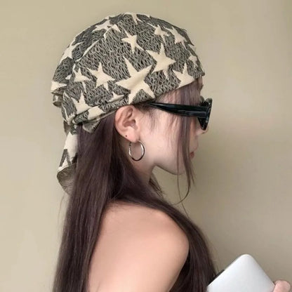 Headwear Wasteland Style Star Hair Scarf Soft Wrap Hip Hop Y2K Hip Scarf Punk Triangular Knitted Tube Top Streetwear