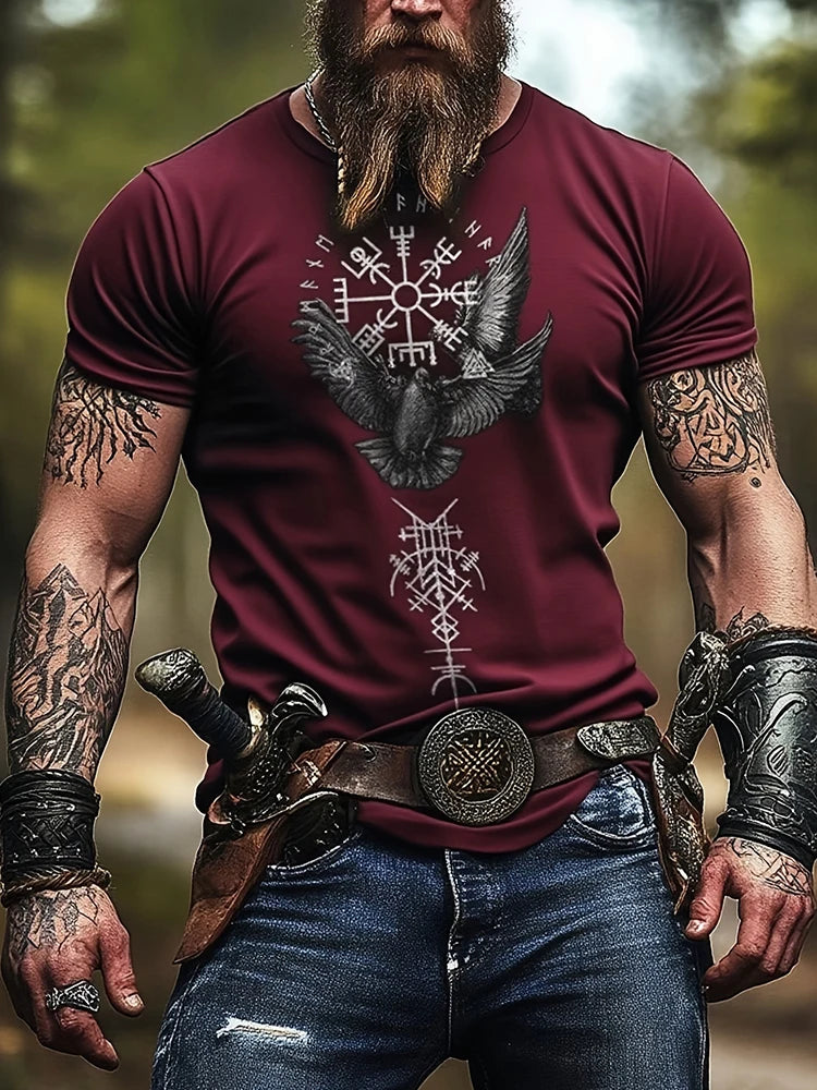 Retro-style Outdoor Street Men's Fashionable T-shirt 3D Printed Fitness T-shirt Daily Casual Men's Sports Short-sleeved Tops