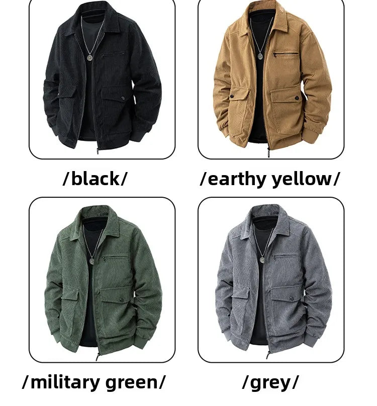 2025 new men's corduroy jacket spring and autumn fashion casual comfortable coat skin-friendly soft and warm jacket