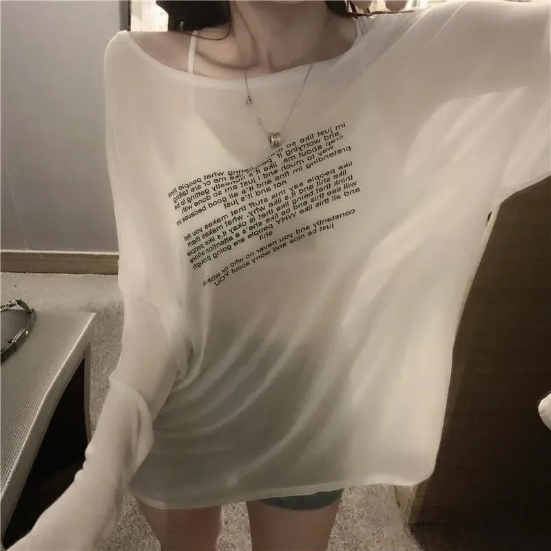 Korean Style Summer Clothing Loose T-shirts for Women Letter Pattern Simple Design Thin All-match Young Students Tops New Trendy