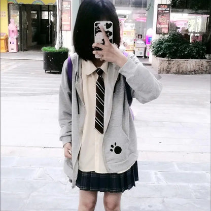Anime Sanrioed Pochacco Cardigan Hoodie Thicken Ear Hooded Zip Jacket Kawaii Cotton Spring Autumn Sweet Loose Student Girls