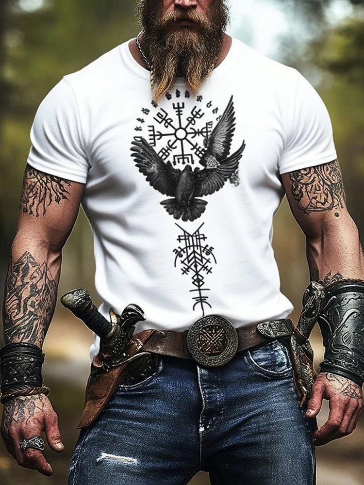 Retro-style Outdoor Street Men's Fashionable T-shirt 3D Printed Fitness T-shirt Daily Casual Men's Sports Short-sleeved Tops