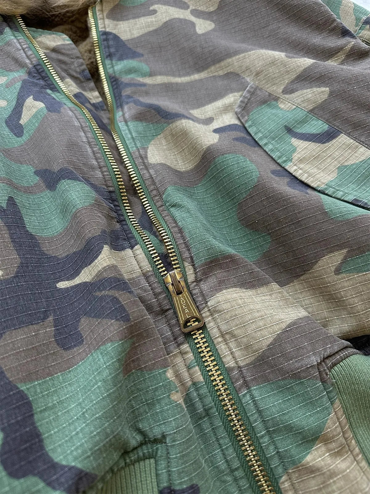 Men s Winter Coat Warm Double Sided Camouflage Jacket Thick Cotton Parka with Fur Collar Outdoor Military Style Trench Coat